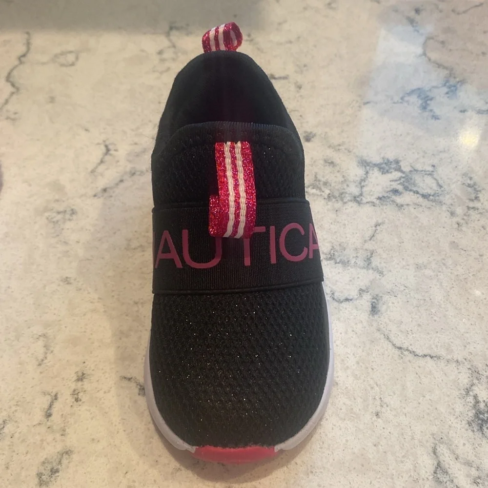 Nautica Tuva Toddler Sneakers Black Glitter Mesh Size 6 - Picture 4 of 6